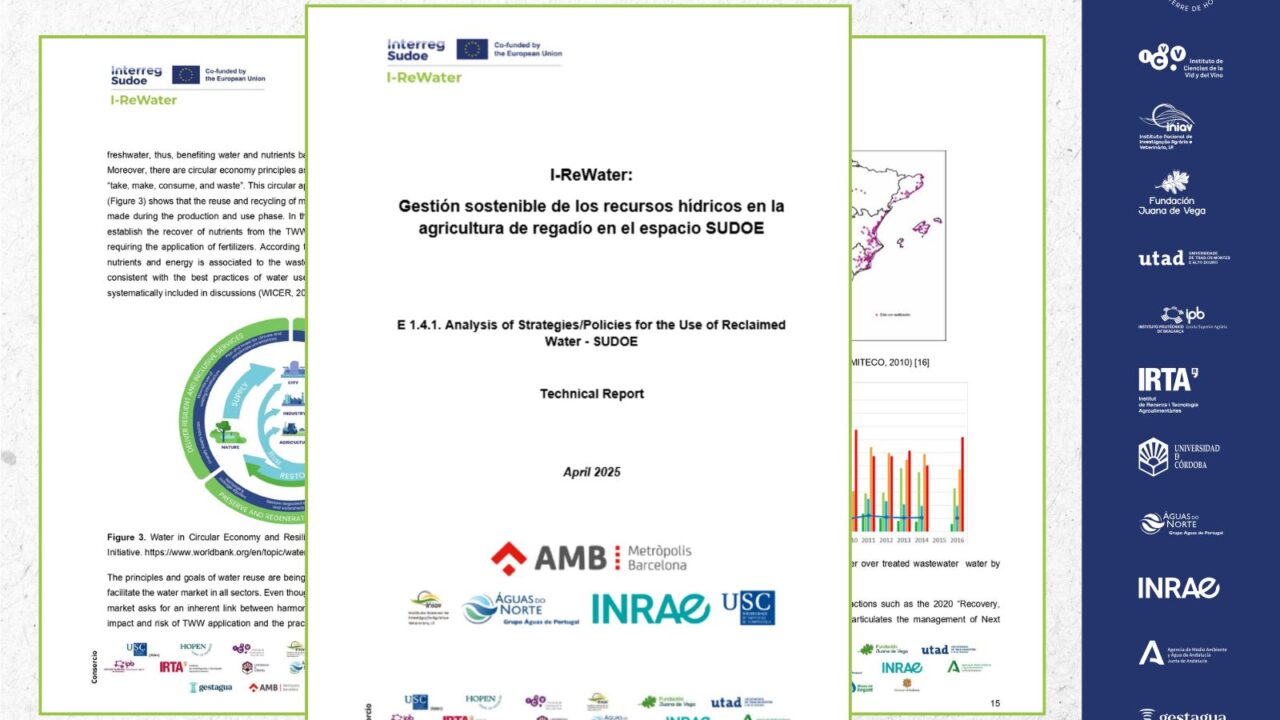 I-ReWarter - Informe técnico del Análisis de las estrategias políticas para el uso de agua regenerada en el espacio SUDOE.