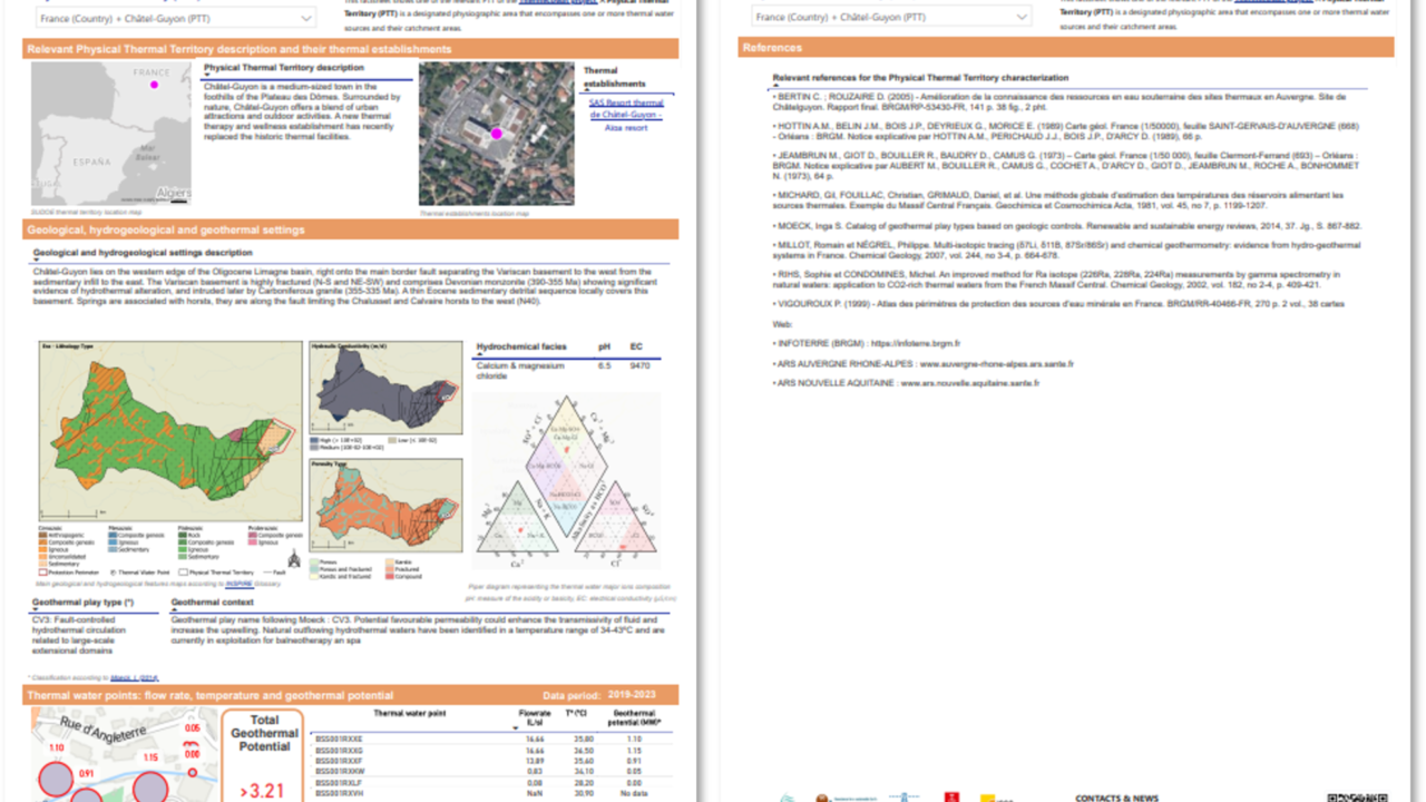 ©Technical factsheet on geothermal resources of Chatel Guyon (France), one of the thermal territories relevant for the project.